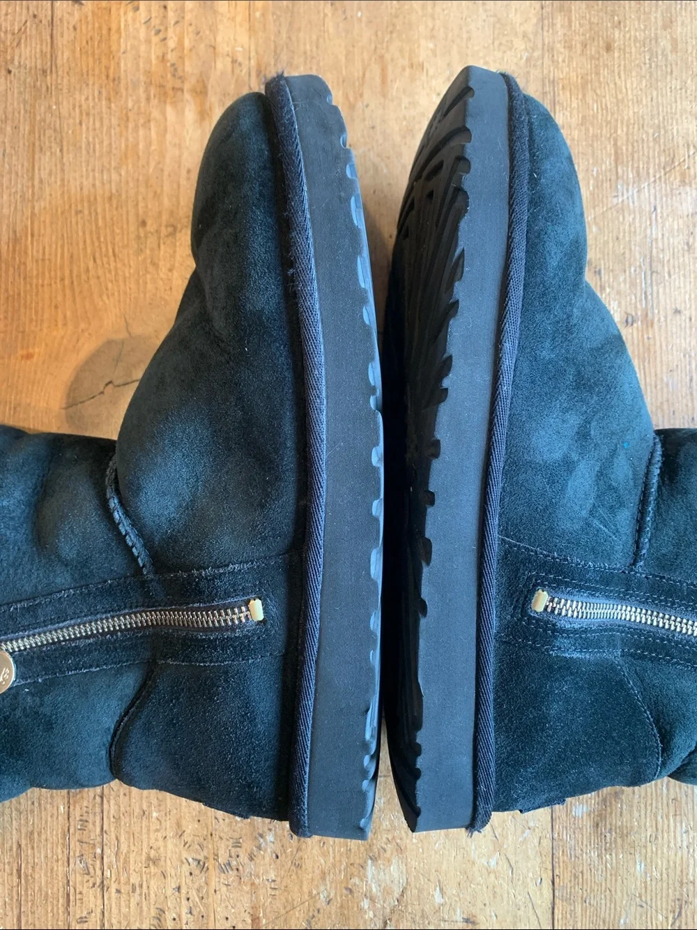 UGG Black Suede Short Shearling Boots